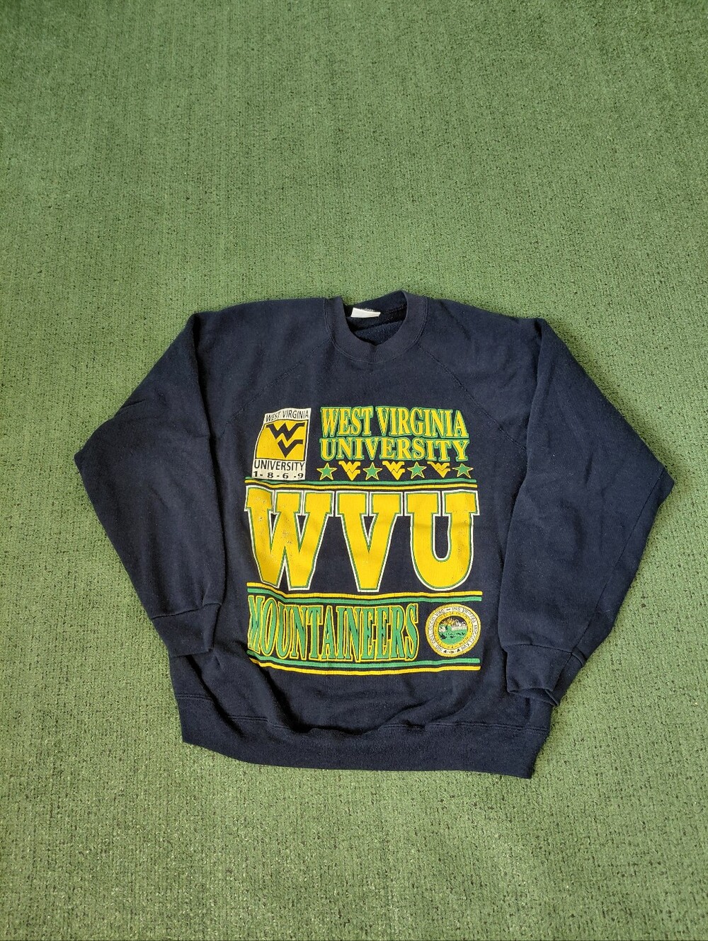 VINTAGE 1991 West Virginia University 90's College Sports Crewneck Sweatshirt Sz